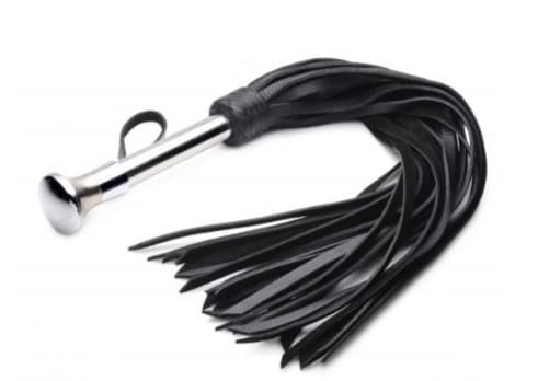 Black Flogger With Leather Handle