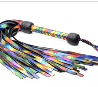 18 Metallic Rainbow Leather Flogger (2 options available) — Touch of Fur